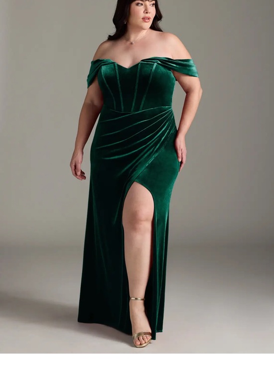 Azazie Dresses & Skirts - Azazie Jas Emerald Green Velvet Gown Multiple Ways to Wear